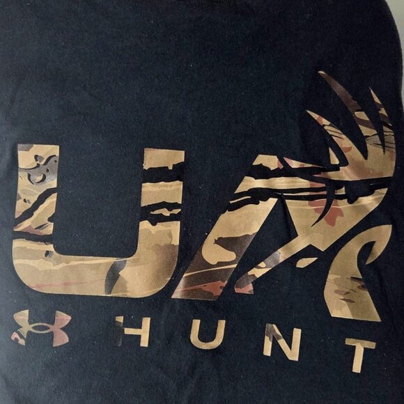 Under Armour UA Hunt Loose Fit Black T-Shirt XL Camouflage Logo - Picture 3 of 8